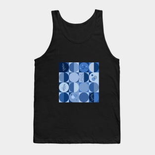 repeating geometry pattern, squares and circles, ornaments, blue color tones Tank Top